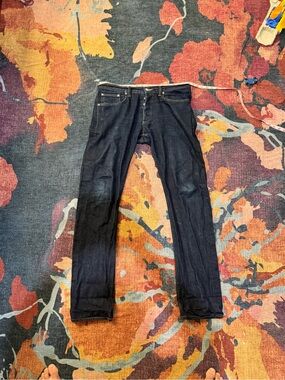 Gustin Men's Dark Indigo Denim Slim Jeans Tagged 36x38 Actual 35x38
